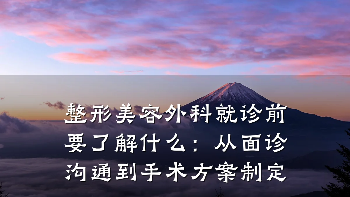 整形美容外科就诊前要了解什么:从面诊沟通到手术方案制定
