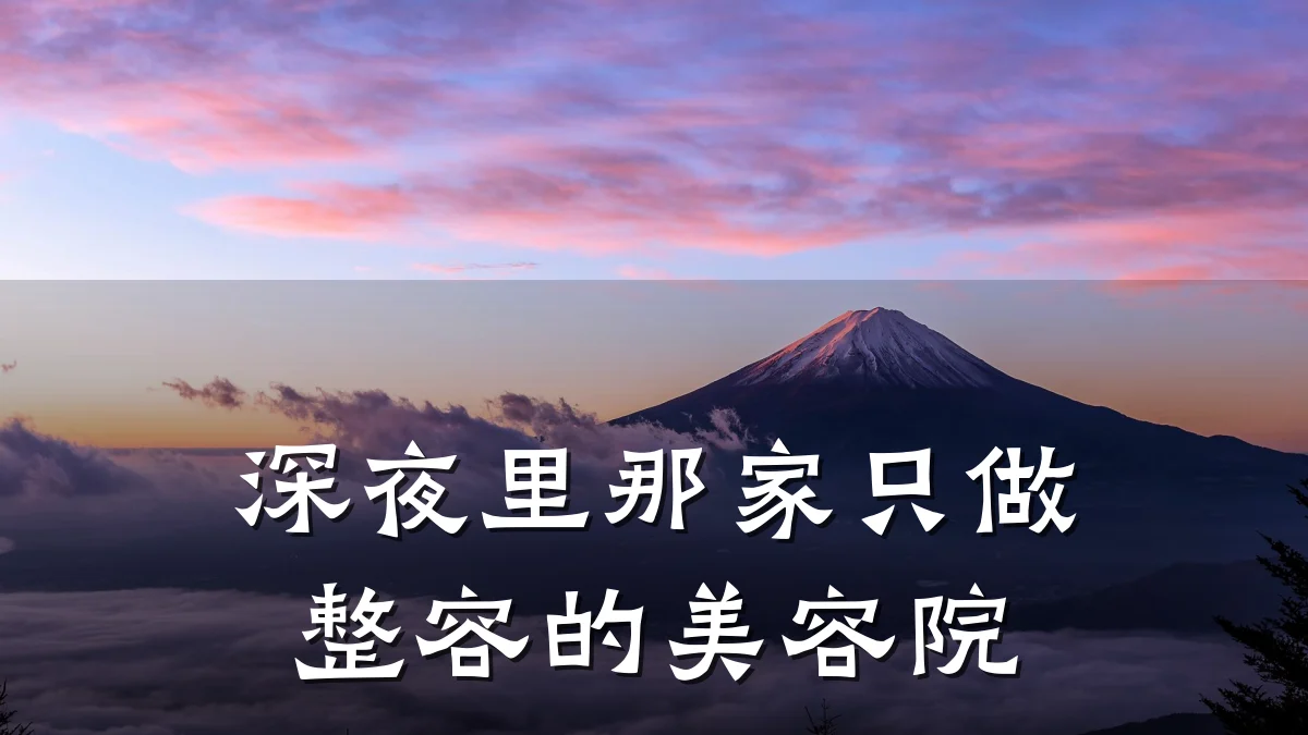 深夜里那家只做整容的美容院