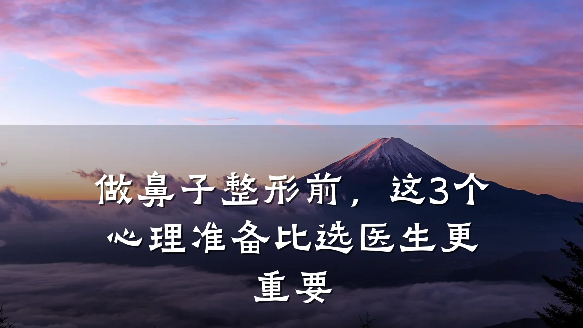 做鼻子整形前,这3个心理准备比选医生更重要