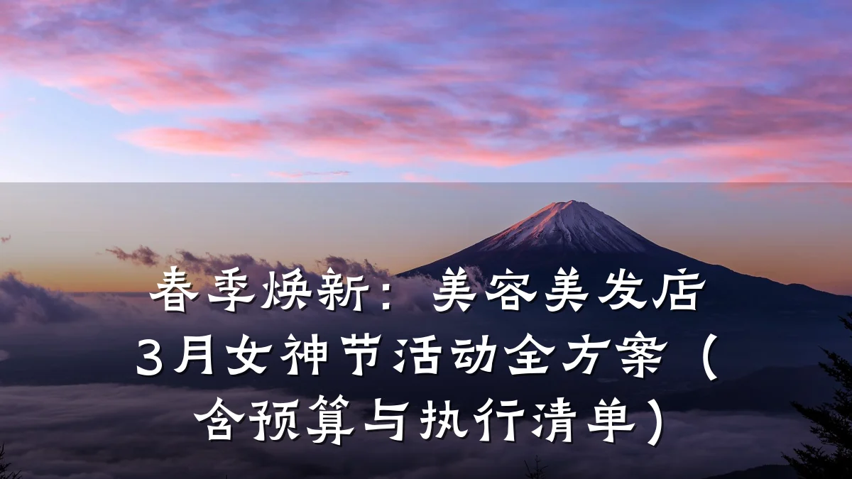 春季焕新：美容美发店3月女神节活动全方案（含预算与执行清单）