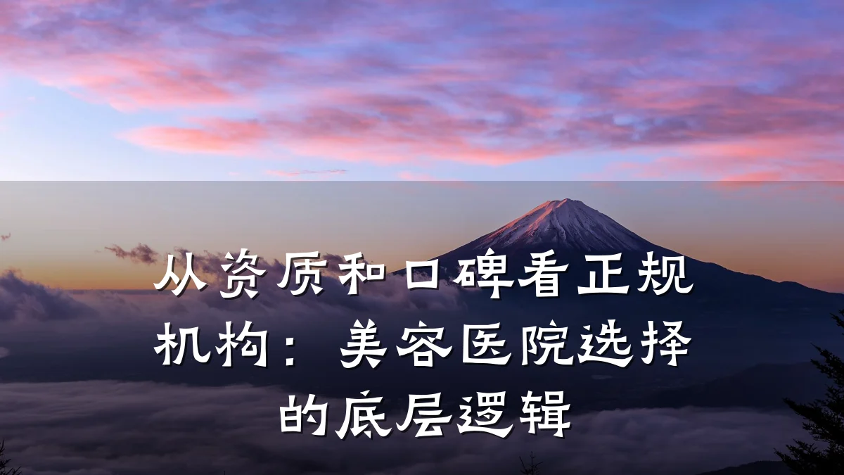 从资质和口碑看正规机构：美容医院选择的底层逻辑