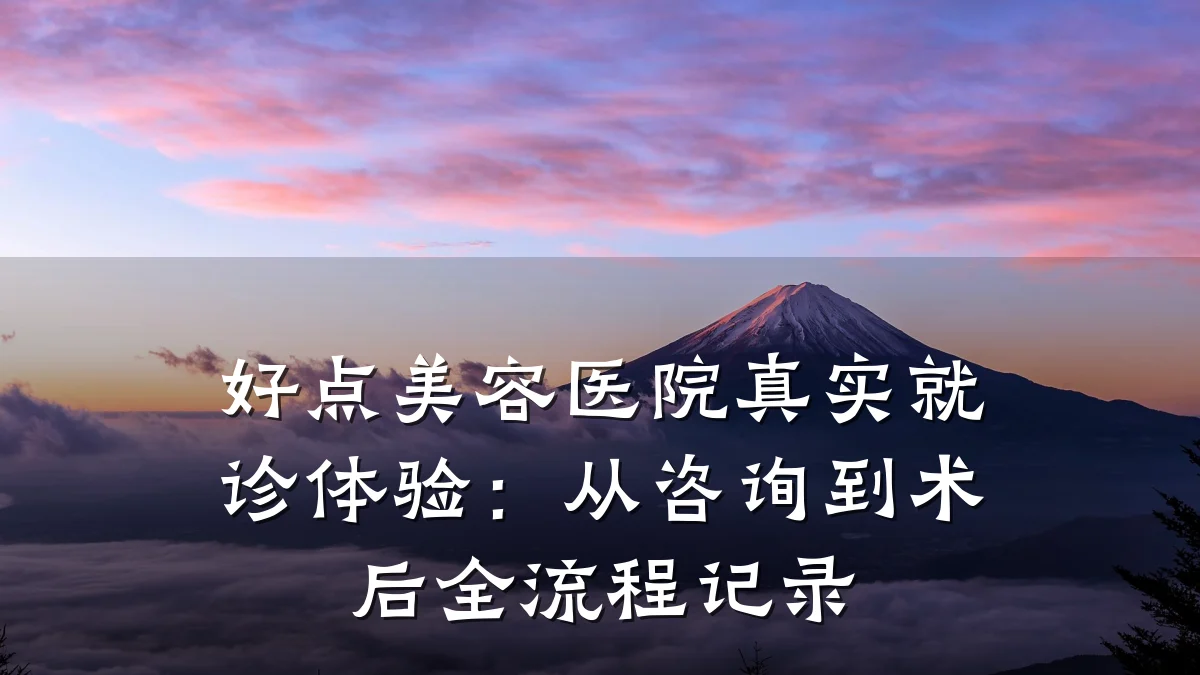好点美容医院真实就诊体验:从咨询到术后全流程记录