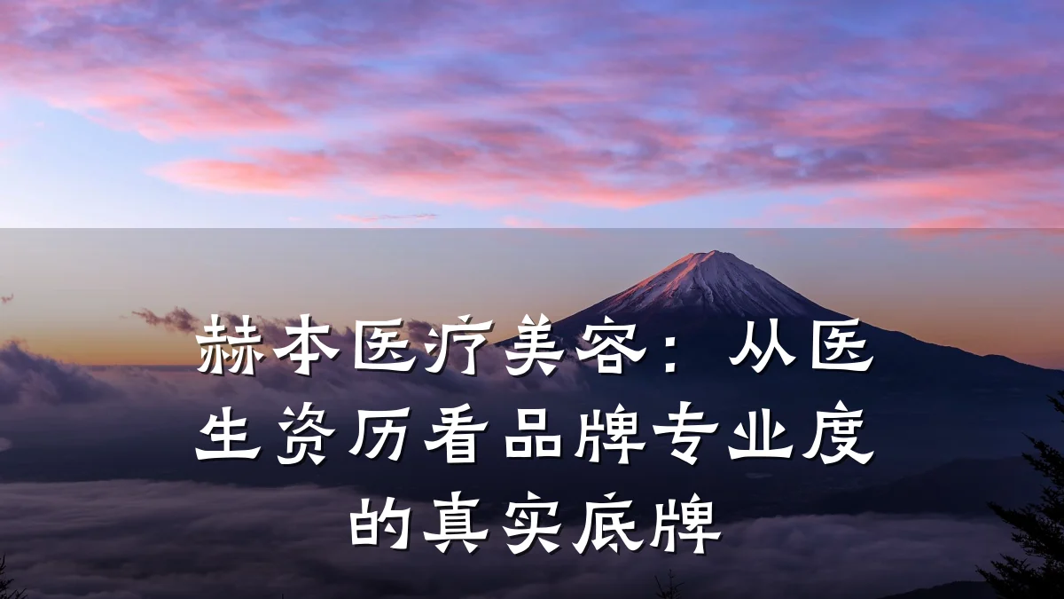 赫本医疗美容：从医生资历看品牌专业度的真实底牌