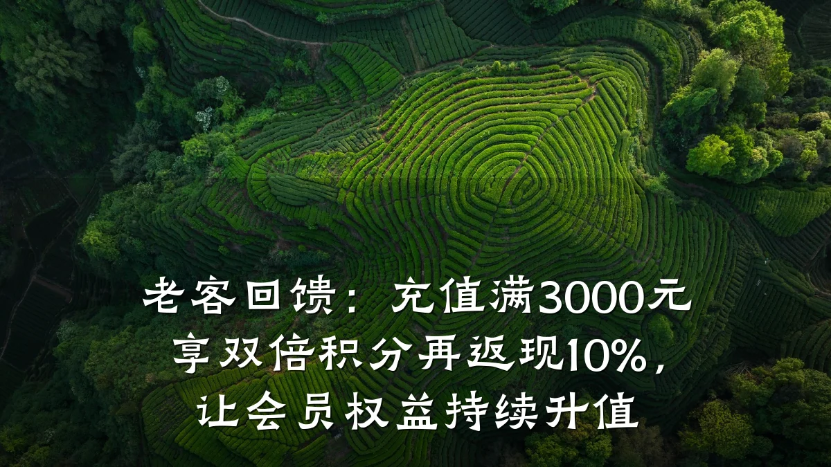 老客回馈：充值满3000元享双倍积分再返现10%，让会员权益持续升值