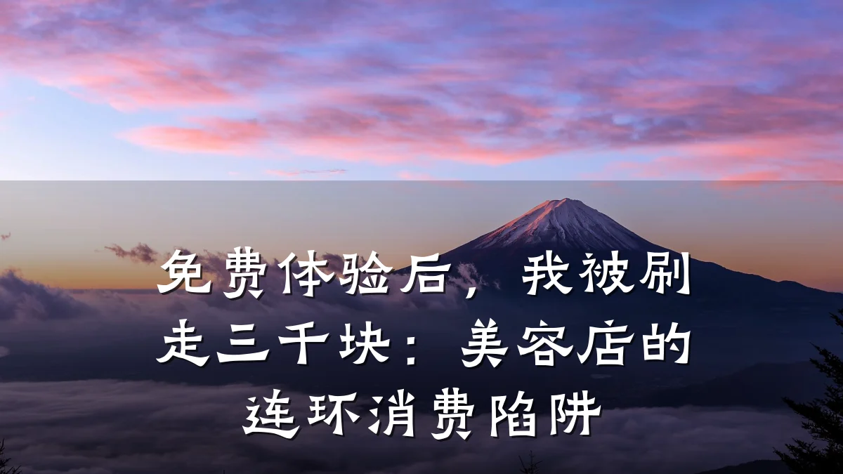 免费体验后，我被刷走三千块：美容店的连环消费陷阱