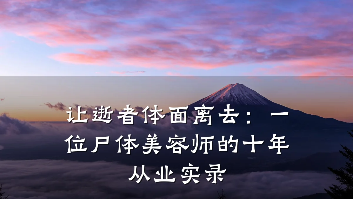 让逝者体面离去：一位尸体美容师的十年从业实录