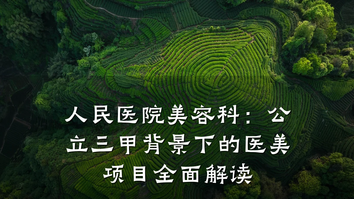 人民医院美容科:公立三甲背景下的医美项目全面解读
