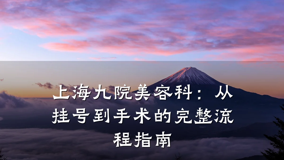 上海九院美容科：从挂号到手术的完整流程指南