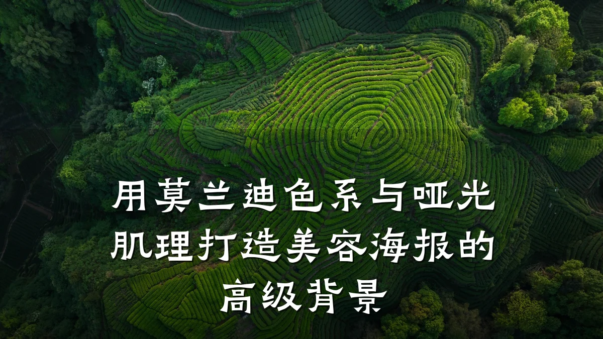 用莫兰迪色系与哑光肌理打造美容海报的高级背景