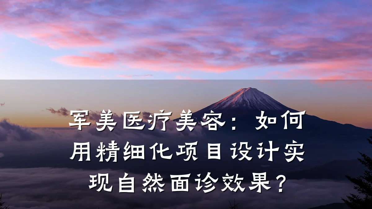 军美医疗美容：如何用精细化项目设计实现自然面诊效果？