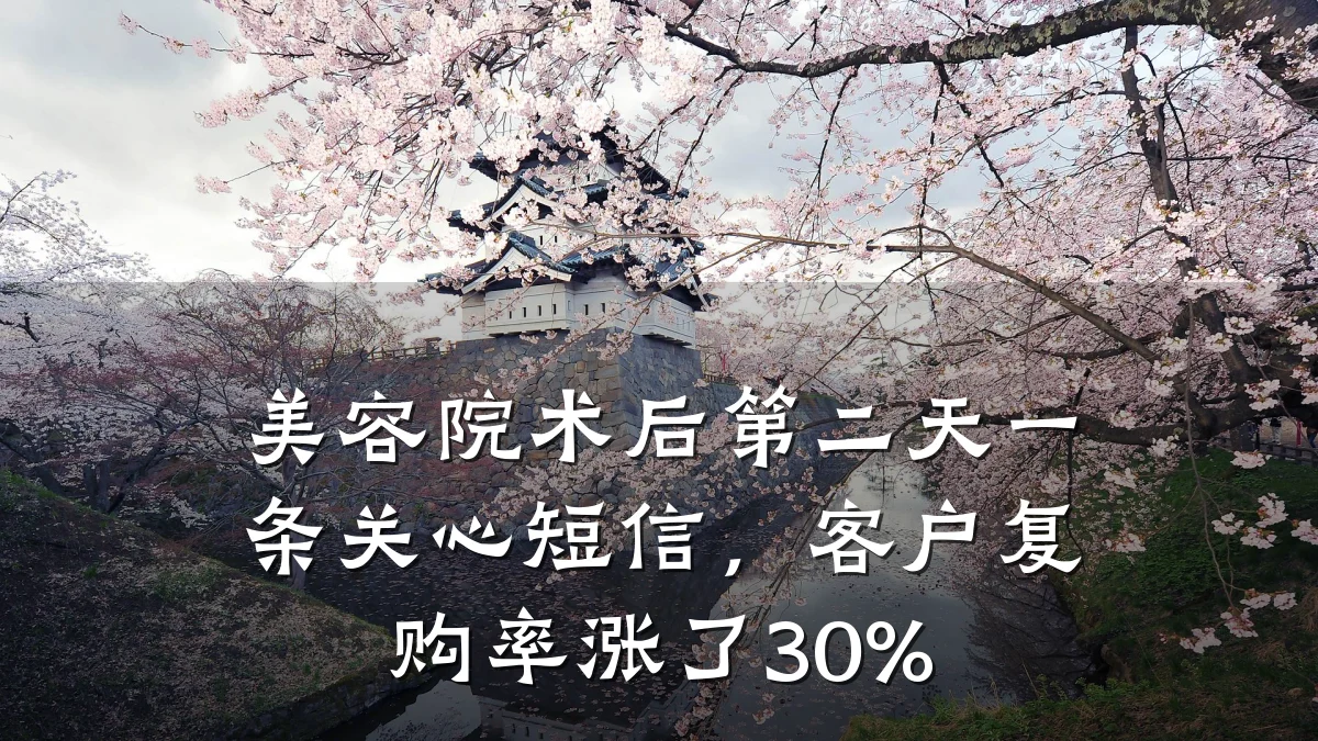 美容院术后第二天一条关心短信，客户复购率涨了30%