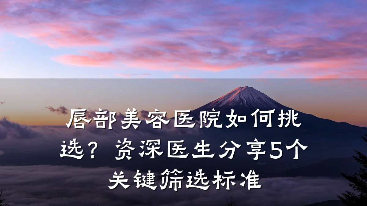 唇部美容医院如何挑选？资深医生分享5个关键筛选标准