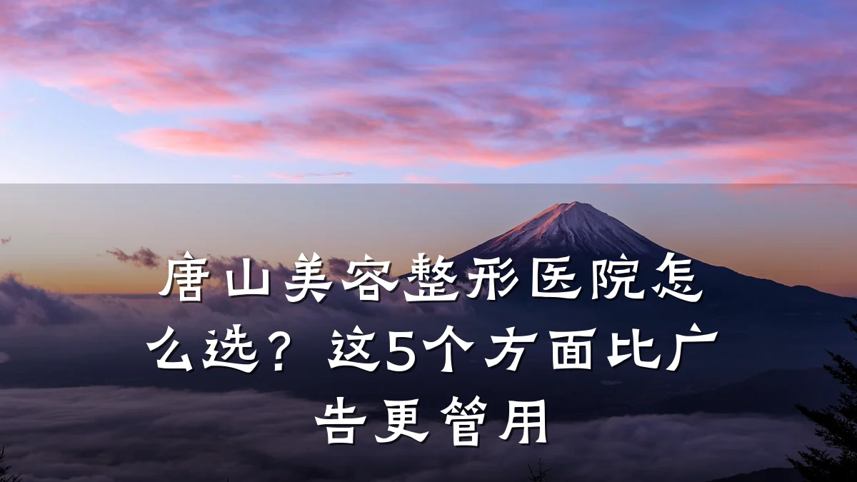 唐山美容整形医院怎么选?这5个方面比广告更管用