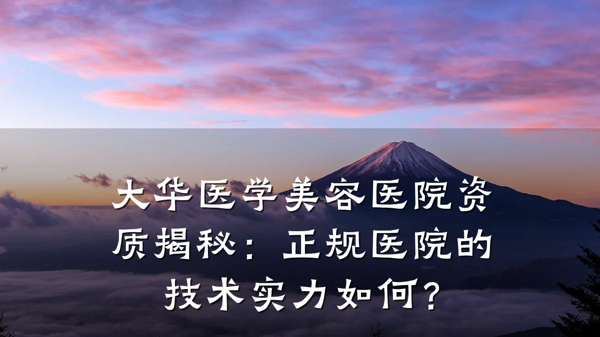 大华医学美容医院资质揭秘:正规医院的技术实力如何?