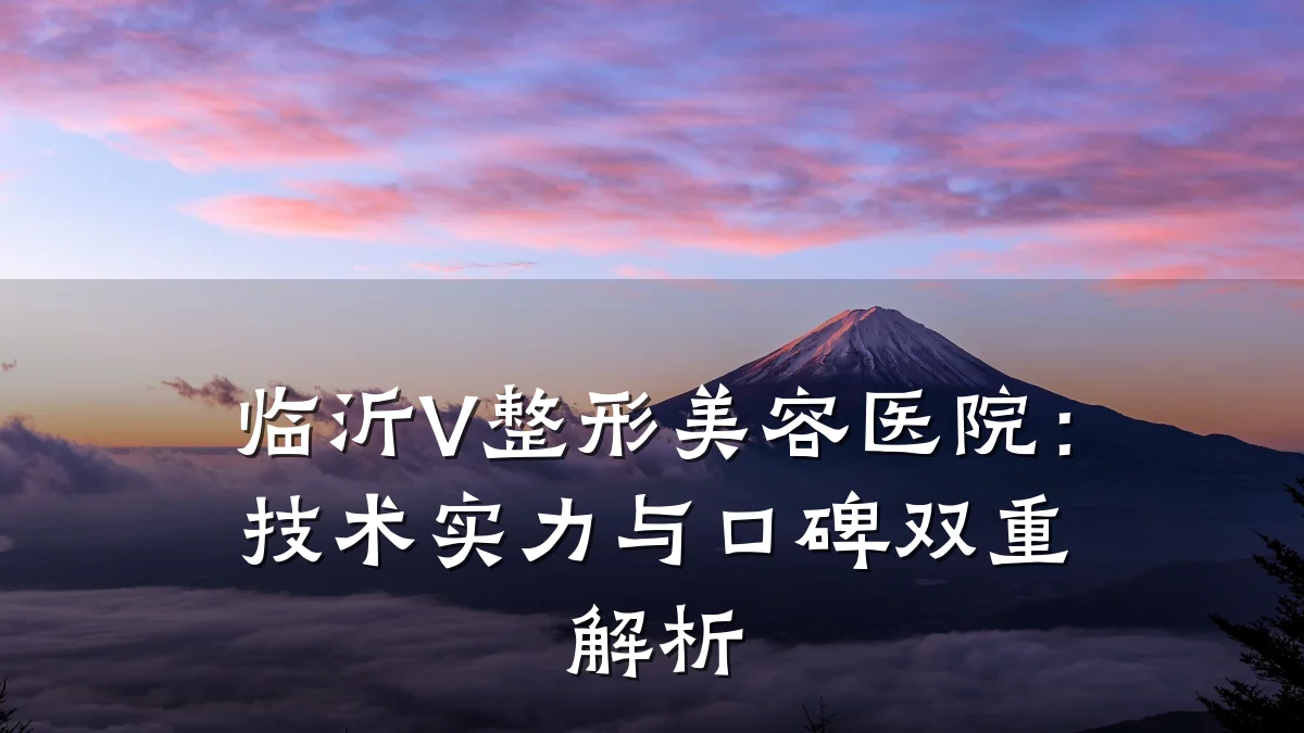 临沂V整形美容医院:技术实力与口碑双重解析